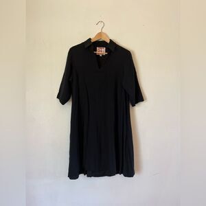 Ibu Movement Black Cotton A Line Dress